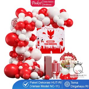 Paket Dekorasi Dirgahayu RI Background Balon Merah Putih Set Dekorasi HUT RI 17 Agustus Merah Putih