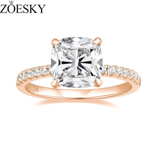 ZOESKY 3.5CT 925 Sterling Silver Wedding Bands for Women Promise Rings Rose Gold Cushion Cut Cubic Zirconia CZ Engagement Rings Size 4-10