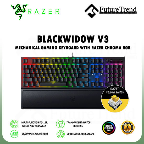 Razer BlackWidow V3 (Yellow Switch) Mechanical Gaming Keyboard with ...