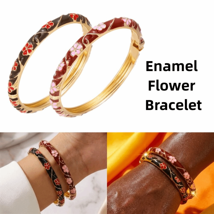 LOPU Lãng mạn Vòng tay hoa men Dầu nhỏ giọt Cổ điển Vòng tay cloisonne ...