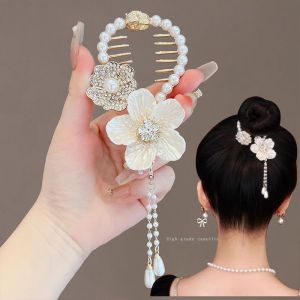 Pearl Butterfly Flower Tassel Hair Bun Buckle Hairpin Back Brain Spoon Ball Head Pan Hair Clip