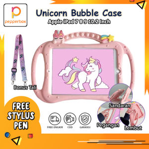 Casing iPad 7 8 9 Generasi Gen 7 8 9 10.2 inci Soft Case Pop It Unicorn Casing Anak Lucu Anti Air Bubble Standing Kesing Aksesoris Skin Tablet Karakter Grip Handle Sandaran Pegangan Pink