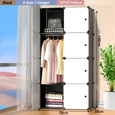 Clothes Cabinet DIY Wardrobe Cabinet With Hanger Almari Baju Stackable Multipurpose Simple Clothes Storage Cabinet Clothes Storage Organizers 衣櫃/衣櫥