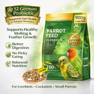 Bird Food | Premium Parrot Food 900g – 30+ Nutrient Blend | Probiotic +S2 | Small & Medium Parrots
