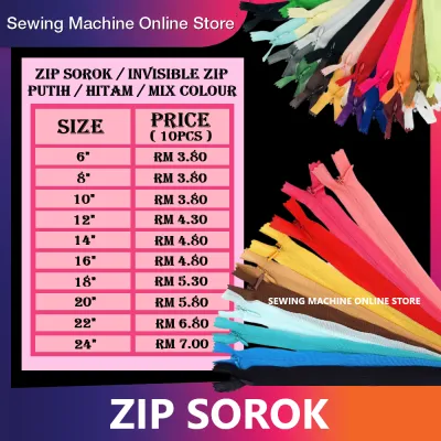 🔥Borong Murah🔥 Zip Sorok / Zip Sembunyi / Invisible Zip (10pcs) / Alat Jahitan / Sewing Accessories