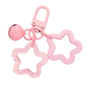 Bling Keychain Ring Hollow Star Shape Keyring for Handbag Bag Pendant Keyring Key Holder for Women Bell Charm Key Holder