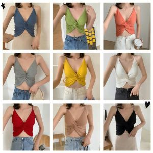 ICEBRA. CC เสื้อครอป เอวลอย เสื้อสายเดี่ยวแฟชั่น เซ็กซี่ 1027