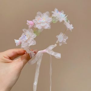 ZOOGGJZ Sweet Artificial Flower Crown Party Headwear Children Hair Accessories Wedding Headband High Quality Floral Hair Hoop Girls Gift