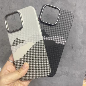 Mountain Print Magnetic Case 17 16 Cover for iPhone 15 Pro Max Hard for MagSafe Carbon Phone Shell Camera High Protective Coque