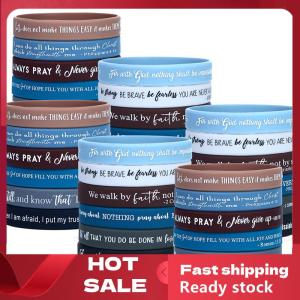 🚚【Local Express Delivery】🚚 36 Pcs Religious Silicone Wristbands Bulk Bible Rubber Bracelets Colorful Inspirational Silicone Wristbands