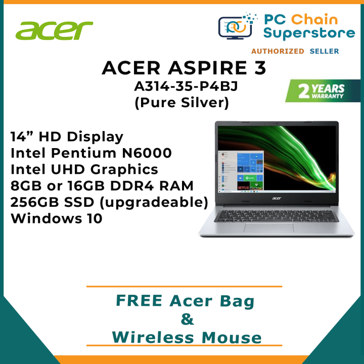 ACER ASPIRE A314-35-P4BJ (Pure Silver) Laptop 14\
