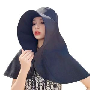 Large Brim Sun Protection Hat Neck Shawl Bucket Hat UPF 50+ Summer Outdoor Beach Sun Hat for Women