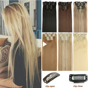 ขายวิกผมสําหรับผมมนุษย์ผู้หญิงOriginal Trueผมยาวตัวเสริมต่อผมตรงกับคลิป6ชิ้น/เซ็ตไม่มีรอยต่อ140Gชุดทําผมครบเซ็ต