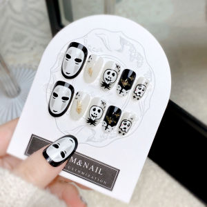 【With Glue】Mid-length Fake Nail Purple Butterfly Decor Artificial Nail for Women and Girl Party Activity