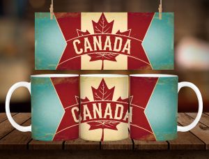 * 1 PC MUG WITH BOX * CANADA VINTAGE MUG DESIGN 11oz with BOX SOUVINER MUG