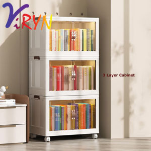 ViRYN 57cm Large Capacity Foldable Household 2 Doors Storage Cabinet For Snacks Toys Clothes And Quilts Storage Box Multi Layer Storage
