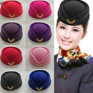 [WQP Fashion Store] Hot Sale Jewerry Cosplay Airline stewardess Cap Hat Wool Uniform Plane Fans Women Stage Perform