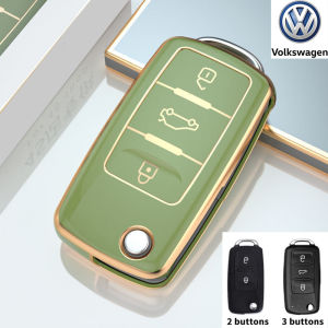 Caravelle หุ้มกุญแจรถ Volkswagen ขอบทอง/Beetle/Golf/Touareg/scirocco/passat เคส Kunci Remote Mobil