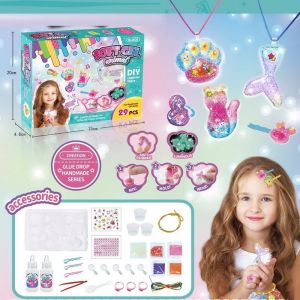 SG EmmAmy® 29Pcs/Set Diy Crystal Drop Glue Key Chain Pendant Guka Creative Handmade Toys Girl Gifts