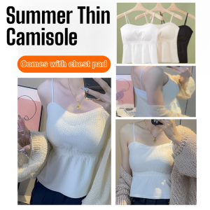 Womens Summer Thin Camisole Vest With Chest Pad Plus Size Slim Causalfashionable Tank Top Korean Style Vest Home Wear