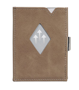 Exentri Leather Trifold MultiWallet with coin slot - Pale Brown Leather Wallet - RFID Block - Stainless Steel Locking Clip - Thin Wallet - Minimalist Design - Premium Leather Wallet - Sleek Wallet - Luxury Wallet - Wallet Men - Wallet Women