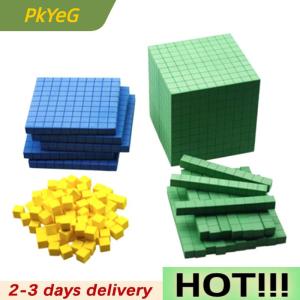 PkYeG Ten Blocks Complete Set Kids Math Plaything Math Blocks Plastic Base Ten Set Cube Kids Math Plaything Counting Cubes Set