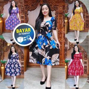 Midi Dress Kerut Dada Sabrina Daster Wanita Midi Kekinian Dress Santai Baju Tidur Bali Baju Tidur Bali Piyama Rayon Daster Wanita Pendek Terbaru Viral Dress Wanita Medium Murah by Morossa