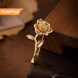 【PCWFKef】 Sang Trọng Cao cấp Vàng-Tone Rose Flower Trâm Pin Cho Phụ Nữ Và Nam Giới-Thanh Lịch Phù Hợp Với Huy Hiệu Áo Thời Trang Trang Sức Ve Áo Phụ Kiện