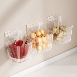 SeasTina Kitchen Storage Bins for Garlic Ginger and Utensils - Transparent Plastic Organizer for Countertop Display