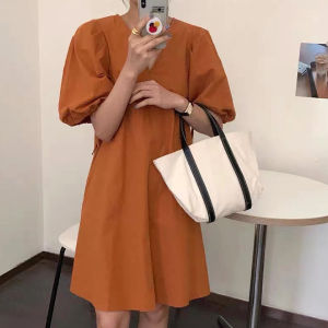 ☁️ชุดกระโปรงทรงหลวม ดีไซน์เรียบหรู ชุดเดรสแขนตุ๊กตา คอวี พร้อมราคาโปรโมชั่นสุดคุ้ม