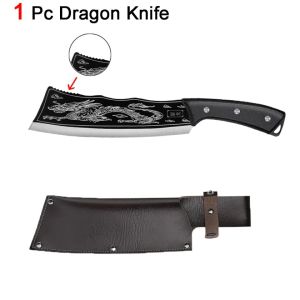 Black Dragon Knife Japanese Kitchen Knife Titanium Steel Version Stainless Steel Forged Thickening ChefS Knife Japan 2.5MM Knife Heavy Duty Meat Knife Slaying Chopping Dual-Purpose Knife Kitchen Accessories