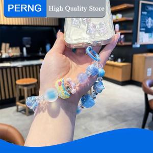 [PERNG] Tehe Kawaii Cartoon Capybara Phone Chain For Girls Creative Beaded Keychian Bag Pendant Decoration Accessories Phone Lanyard Gifts