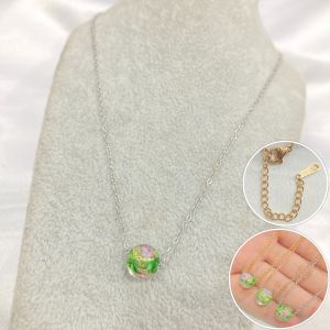 Kalung Titanium Wanita Giok Bola Kristal Simple Korean Style Aksesoris Anti Karat