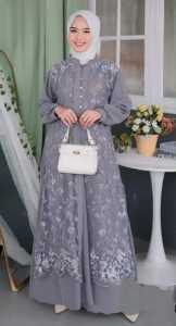 Gamis Kondangan Cantik Dan Elegan Model Terbaru Gamis Cringkle Premium Mix Brokat Tile Malika