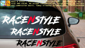 RACE N STYLE. VINYL STICKER DECALS CUT OUT. Color options white and black. MOCK UP DESIGNS AND ACTUAL PHOTOS. AVAILABLE IN ANY SIZE AND COLOR.