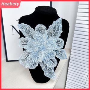 Heabety Sequin đính cườm hoa cổ áo đính Trắng ren thêu vá Corsage DIY trang trí váy cưới phụ kiện quần áo