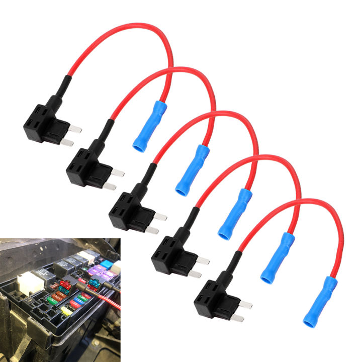 Keenso 5-Pack Mini Add-A-Circuit Fuse Tap Adapter With 15A Fuse – For Car Dashcam, LED Strips & Hardwiring