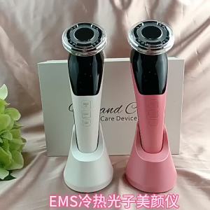 Multifunctional Facial Beauty Device EMS LED Light Therapy Hot and Cold Compress Skin Rejuvenation Lifting Massager for Home Use
