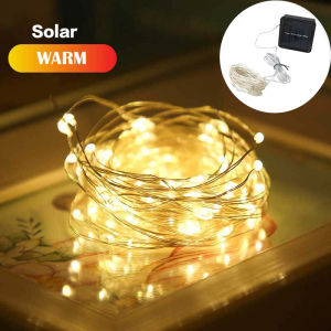 Christmas Decorations 2024 Copper Wire Solar Fairy Lights 12 Meter Outdoor Waterproof Solar Power Christmas Light For Garden Porch Party