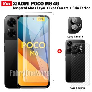 3in1 Tempered Glass Xiaomi Poco M6 4G Layar Clear Free Lens Camera Dan Garskin Handphone