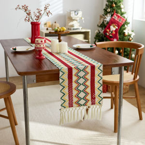 New Christmas Red/Green/Yellow Table Runner Rustic Boho Table Runner with Tassels Table Runner Washable Woven Table Decor for Birthday Weddings Bridal Shower TV Cabinet Coffee Tea Table Mat