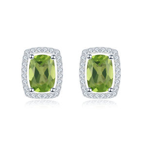 Stud Earrings Natural Amethyst 925 Sterling Silver Classic Design Women‘s Holiday Gift