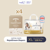 [Carton] Hoppi RoyalDream Baby Diaper Pants M42/L38/XL32/XXL28 (4 Pack) 100% 7 Chemicals-Free*