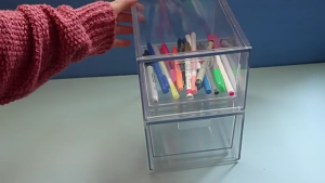 Acrylic bàn ngăn kéo tổ chức hộp đồ lưu trữ có thể xếp chồng cho trang điểm mỹ phẩm chăm sóc da nhựa trong ngăn kéo lưu trữ nhà bếp