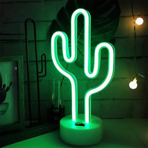 Night Light With Base Green Bedside Lamp Battery Operated For Bedroom Usb For Room Neon Modern Led Table Flamingo Cactus Cute For Kids Kids Decorative Lights Bedroom Lamps