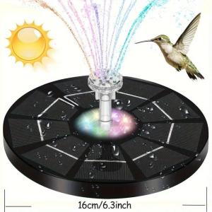 Solar Fountain Pump Colorful Light Floating Outdoor Bird Bath Waterfall Fountain Garden Decoration