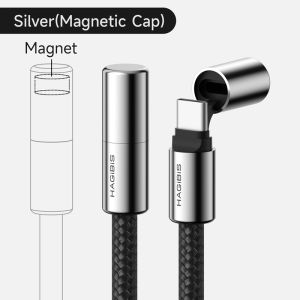 HAGIBIS USB C để USB C Cáp với từ tính chống bụi hợp kim nắp bảo vệ 240W Loại C Cáp PD 3.1 cáp sạc nhanh cho iPhone 16 15 MacBook Pro iPad