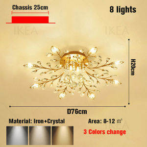 Bedroom lamp LED crystal chandelier living room ceiling lamp interior decoration low ceiling lamp