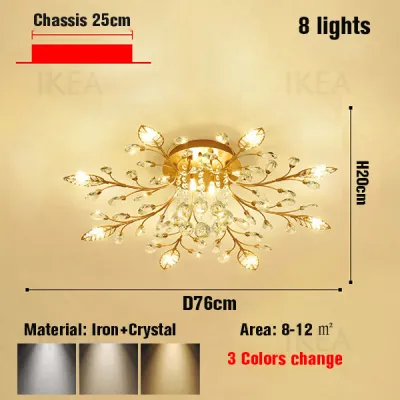 Bedroom lamp LED crystal chandelier living room ceiling lamp interior decoration low ceiling lamp