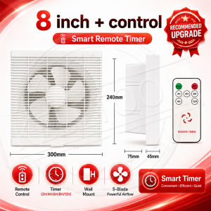 Exhaust Fan Wall Mount Ventilation Fan 8/10/12 Inch Wall Window Mount Air Extractor Low Noise Plug-In Fan for Kitchen Bathroom